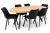 Stół okrągły rozkładany Ø110/210 cm DĄB CRAFT + 6 Krzeseł Velvet Czarny
