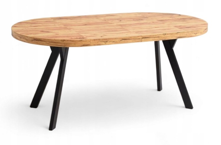 Stół okrągły rozkładany Ø110/210 cm DĄB CRAFT + 6 Krzeseł Velvet Czarny