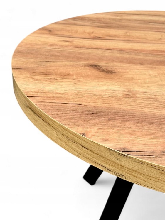 Stół okrągły rozkładany Ø110/210 cm DĄB CRAFT + 6 Krzeseł Velvet Czarny