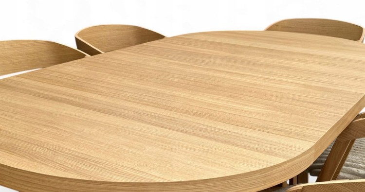 Stół okrągły fornir rozkładany 100/200 cm+ krzesła 6 szt dębowe sztaplowane