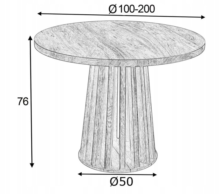 Stół okrągły LAMEL fornir 100/200 cm + krzesła 6 szt dębowe sztaplowane