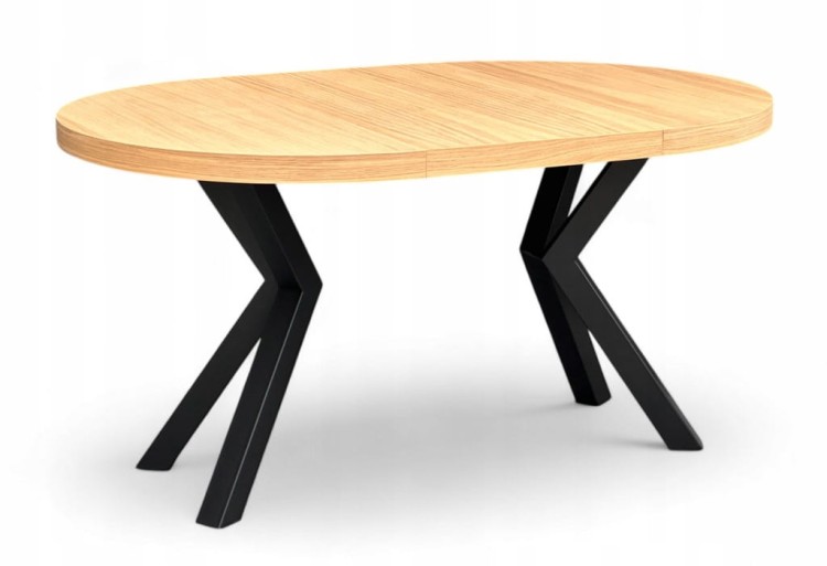 Stół okrągły rozkładany Ø100/200 FORNIR + nogi metal X czarne