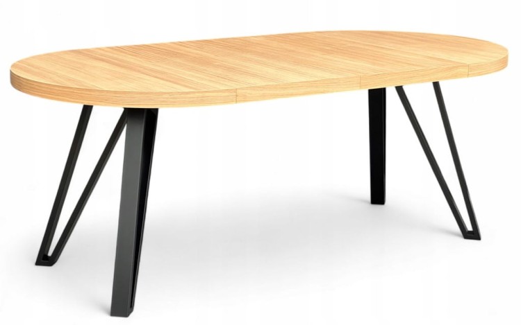 Stół okrągły rozkładany Ø100/200 FORNIR + nogi metal Industrial czarne