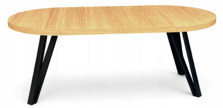 Stół okrągły rozkładany Ø100/200 FORNIR + nogi metal Industrial czarne