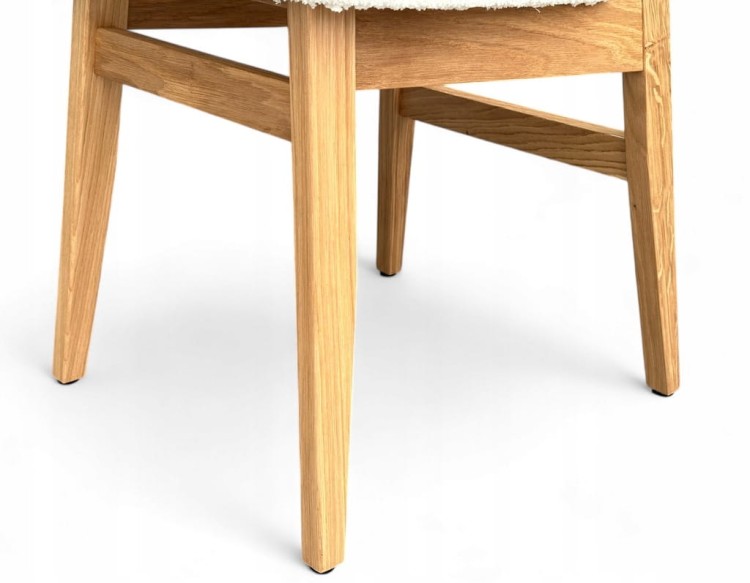 Krzesło dębowe 4 sztuki tkanina szenil beżowa AGATA II drewniane