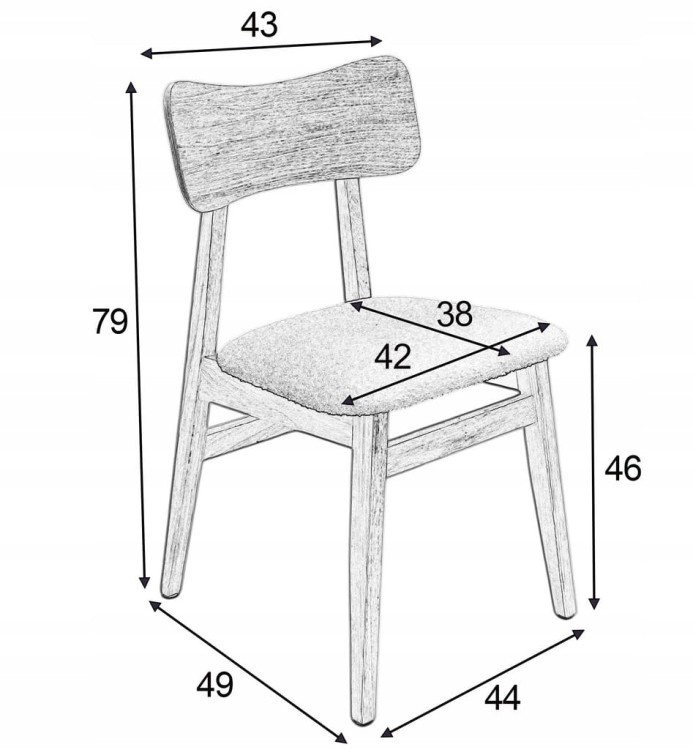 Krzesło dębowe 4 sztuki tkanina szenil beżowa AGATA II drewniane