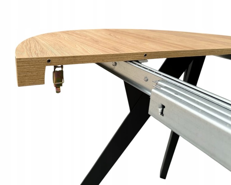 Stół okrągły Dąb Hikora Egger Ø110 rozkładany do 210 cm Nogi Czarny Metal Y