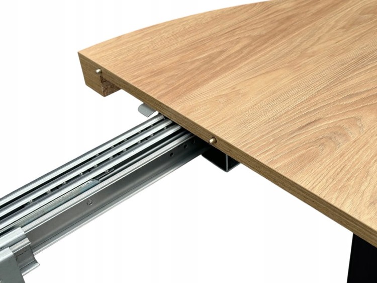 Stół duży okrągły Dąb HIKORA Ø100 rozkładany do 300 cm Nogi Czarne Metal X