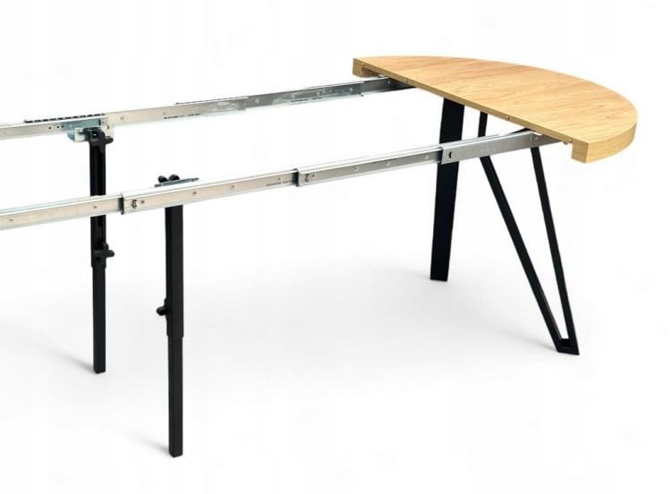 Stół okrągły Dąb HIKORA EGGER Ø100 rozkładany do 300 cm Nogi Czarny Metal