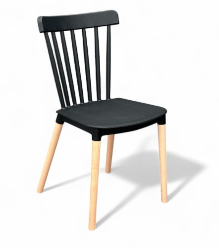 6x  Krzesło plastikowe czarne do jadalni kuchni salonu