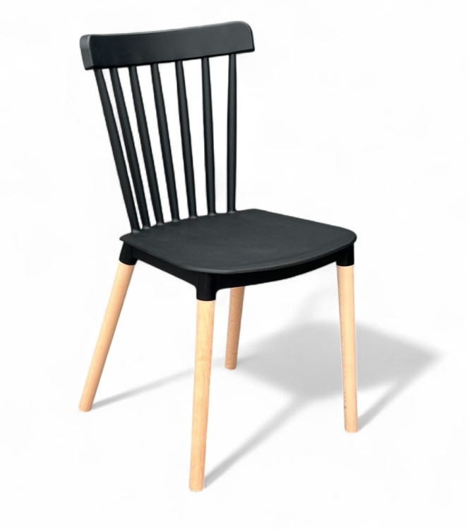 6x  Krzesło plastikowe czarne do jadalni kuchni salonu