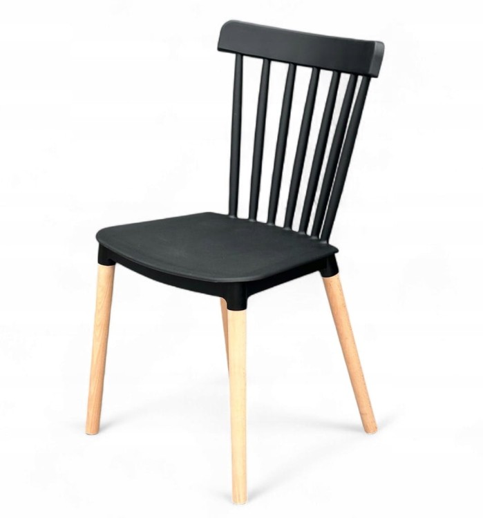 6x  Krzesło plastikowe czarne do jadalni kuchni salonu