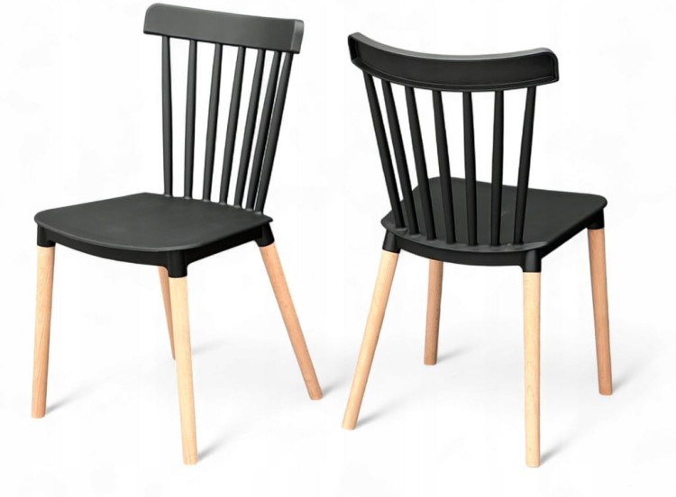 6x  Krzesło plastikowe czarne do jadalni kuchni salonu