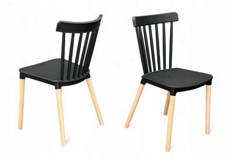 6x  Krzesło plastikowe czarne do jadalni kuchni salonu