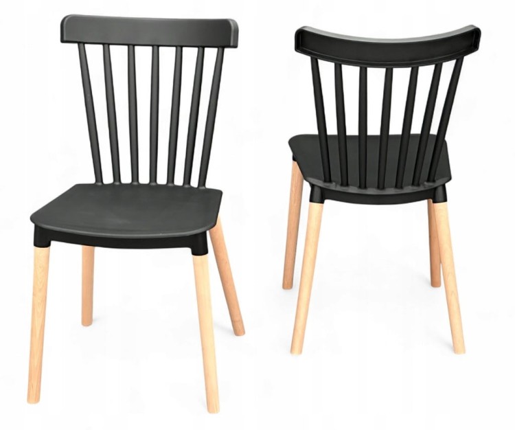 6x  Krzesło plastikowe czarne do jadalni kuchni salonu