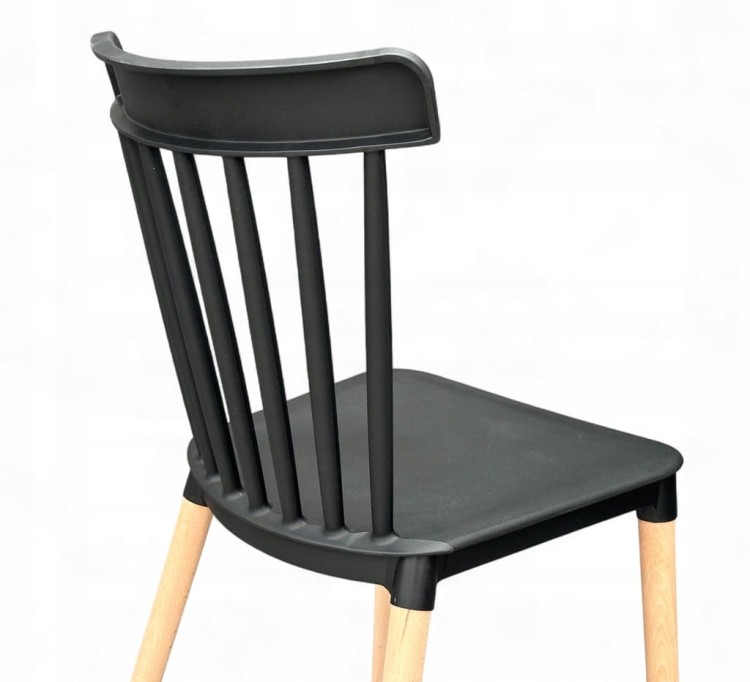 6x  Krzesło plastikowe czarne do jadalni kuchni salonu