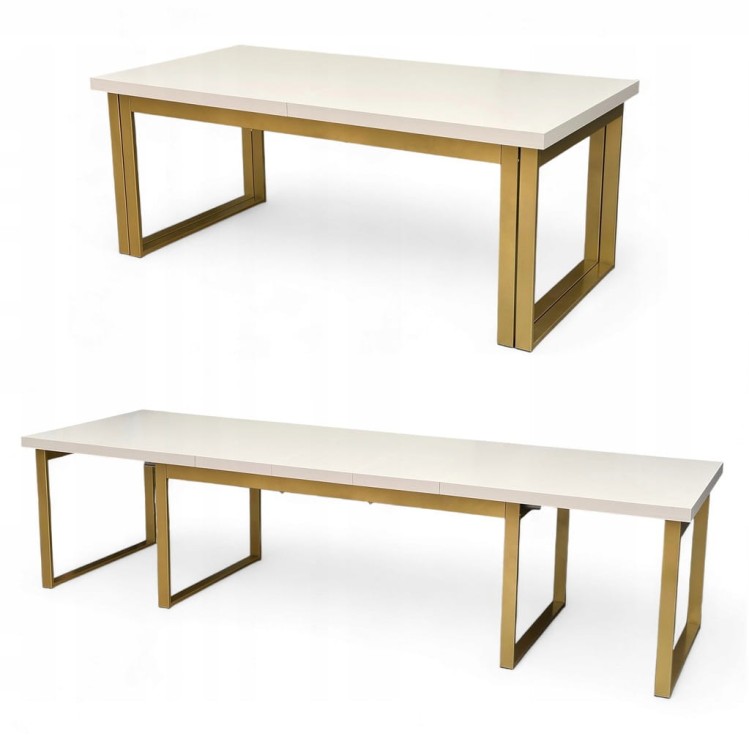 Stół Duży Złoty + Kaszmir 100x200 rozkładany do 400 cm Metalowe Nogi