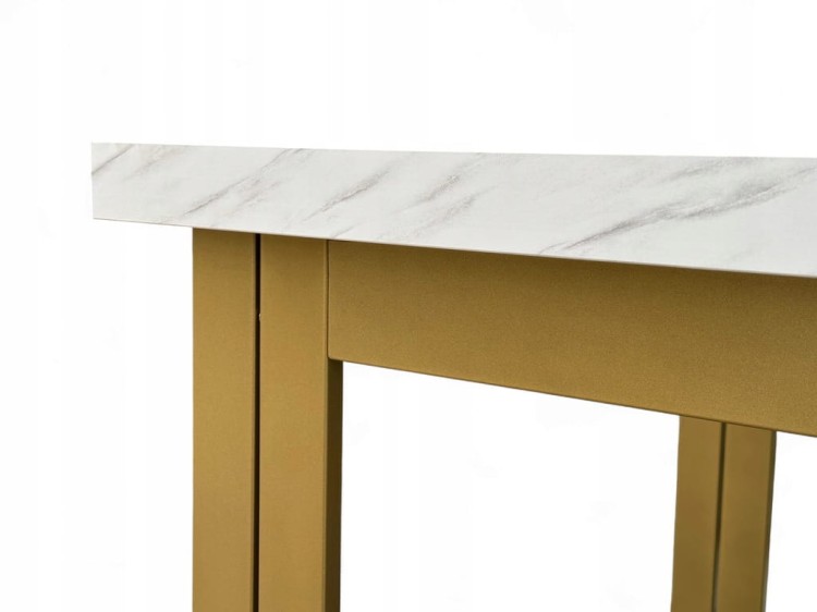 Stół Duży Złoty + Marmur Biały 100x200 rozkładany do 400 cm Metalowe Nogi
