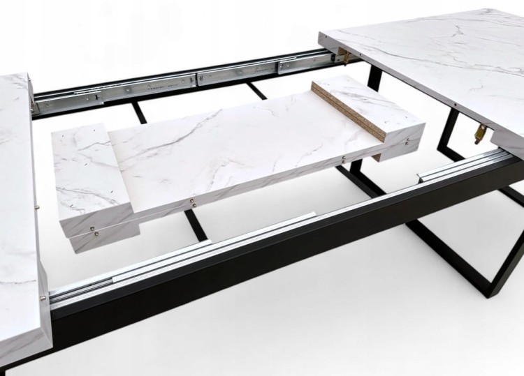 Stół Duży Złoty + Marmur Biały 100x200 rozkładany do 400 cm Metalowe Nogi