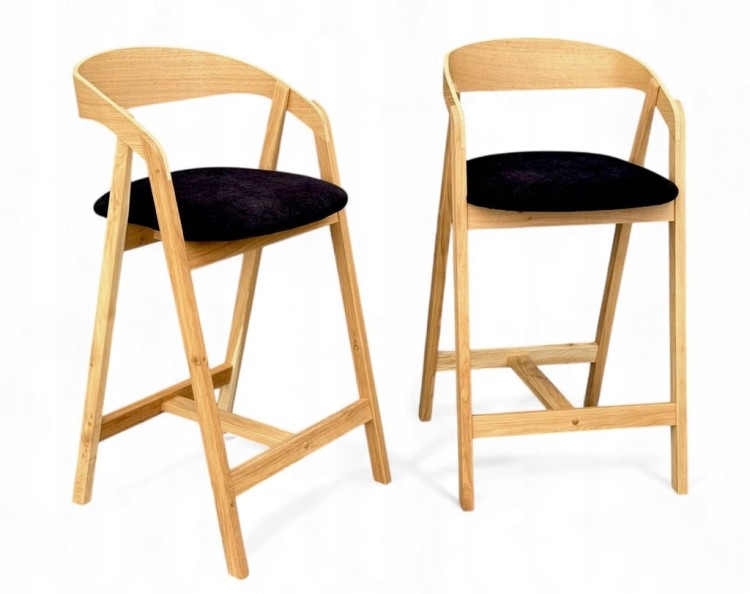 2x Hoker kuchenny dębowy do wyspy kuchennej hokery