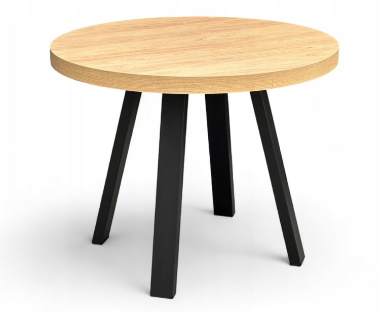 Stół rozkładany EGGER hikora okrągły Ø110/210 cm nogi metalowe czarne