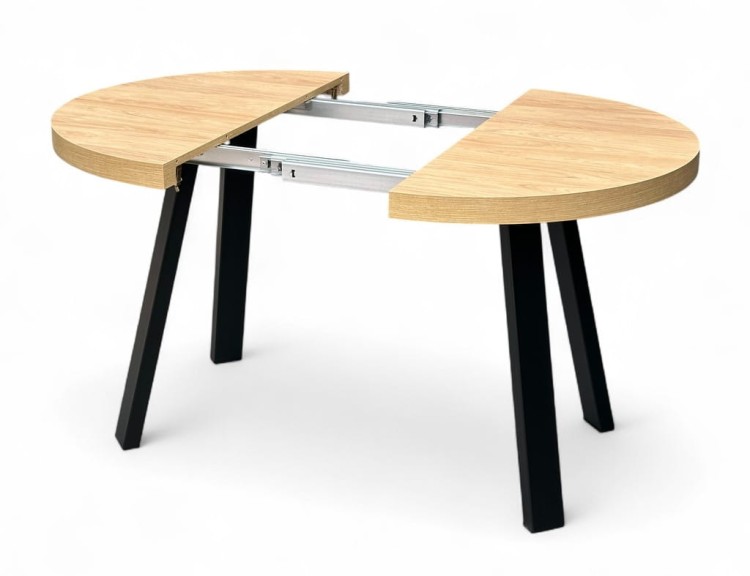 Stół rozkładany EGGER hikora okrągły Ø110/210 cm nogi metalowe czarne
