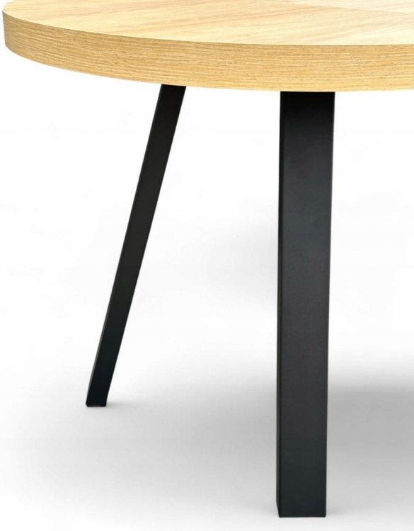 Stół rozkładany EGGER hikora okrągły Ø110/210 cm nogi metalowe czarne