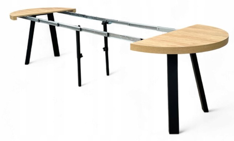 Stół rozkładany EGGER hikora okrągły Ø100/300 cm nogi metalowe czarne