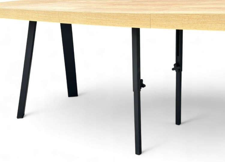 Stół rozkładany EGGER hikora okrągły Ø110/310 cm nogi metalowe czarne