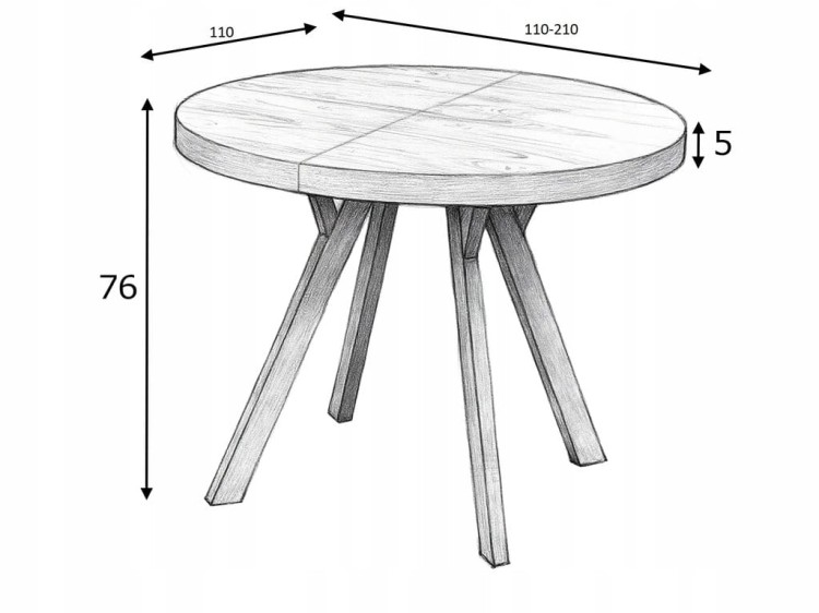 Stół okrągły rozkładany Ø110/210 FORNIR + nogi dębowe Y