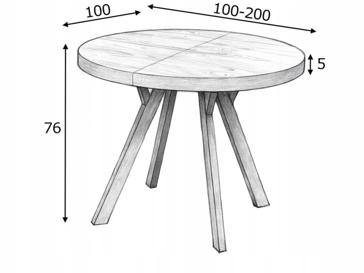 Stół okrągły rozkładany Ø100/200 FORNIR + nogi dębowe Y