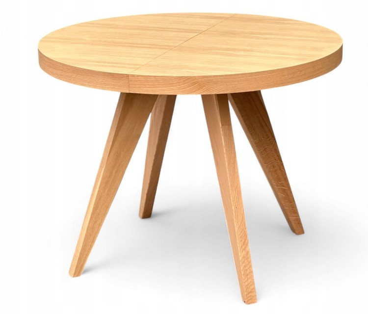 Stół okrągły rozkładany Ø110/210 FORNIR + podstawa nogi dębowe V