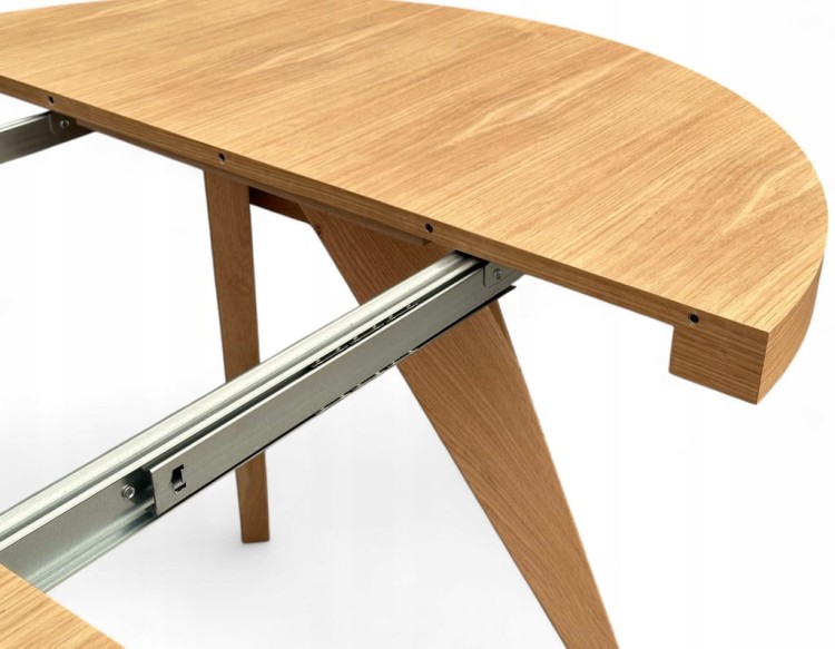 Stół okrągły rozkładany Ø110/210 FORNIR + podstawa nogi dębowe V