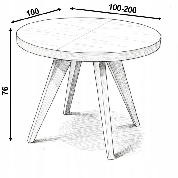 Stół okrągły rozkładany Ø110/210 FORNIR + podstawa nogi dębowe V