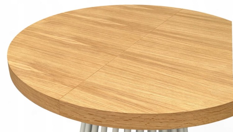 Stół fornirowany o średnicy 110 rozkładany do 210 cm LAMEL biały metalowy