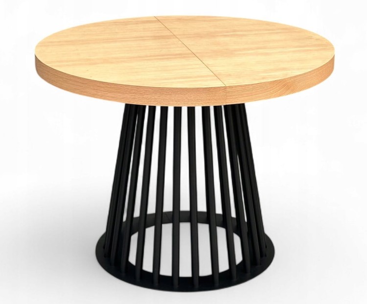 Stół fornirowany o średnicy 110 rozkładany do 210 cm LAMEL czarny metalowy