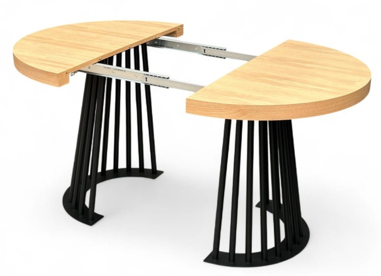 Stół fornirowany o średnicy 110 rozkładany do 210 cm LAMEL czarny metalowy