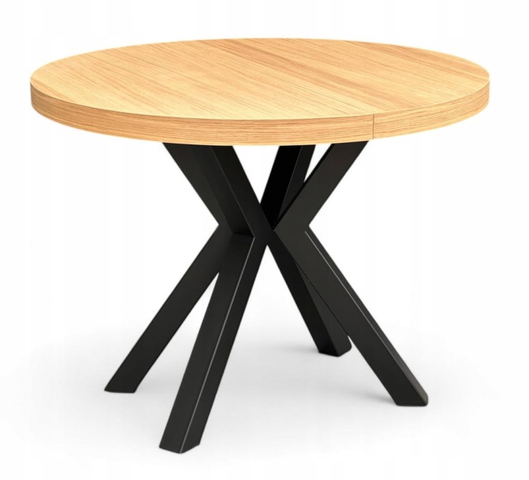 Stół okrągły rozkładany Ø110/210 FORNIR + nogi metal X czarne