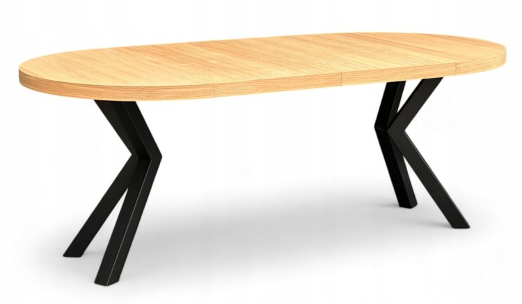 Stół okrągły rozkładany Ø110/210 FORNIR + nogi metal X czarne