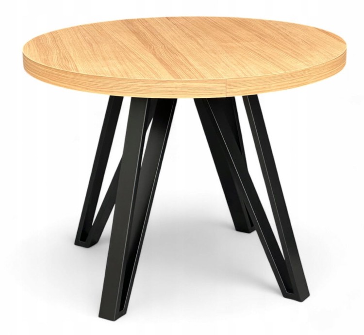 Stół okrągły rozkładany Ø110/210 FORNIR + nogi metal Industrial czarne