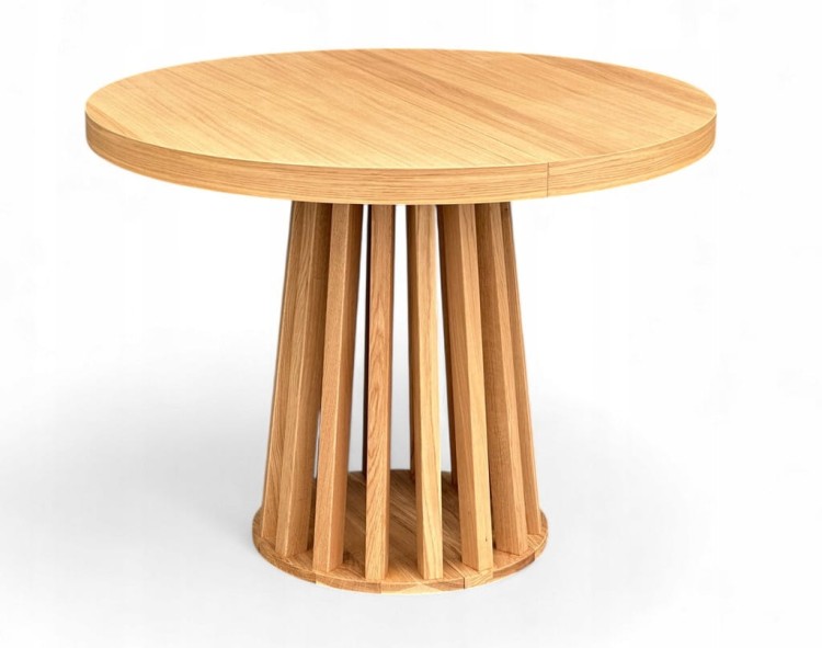 Stół okrągły rozkładany Ø110/210 FORNIR + podstawa lamel dąb dębowy