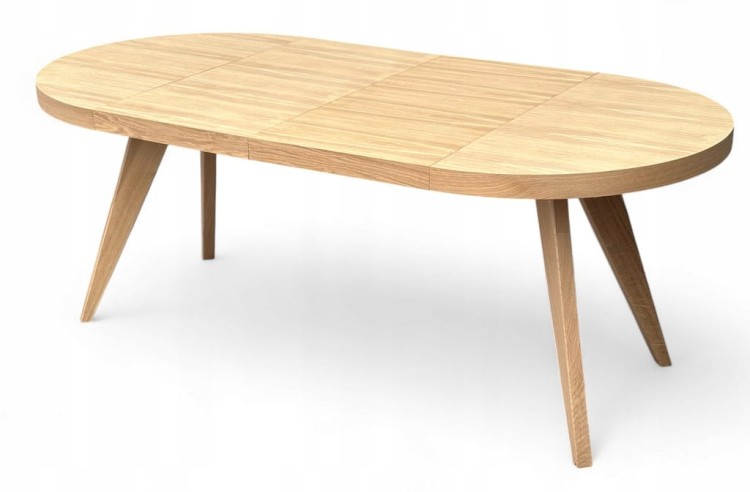 Stół okrągły rozkładany Ø100/200 FORNIR + podstawa nogi dębowe V