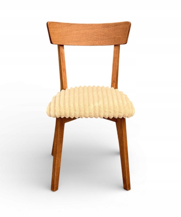4 x Krzesło dębowe beżowe dąb drewno krzesło AGATA walnut orzech