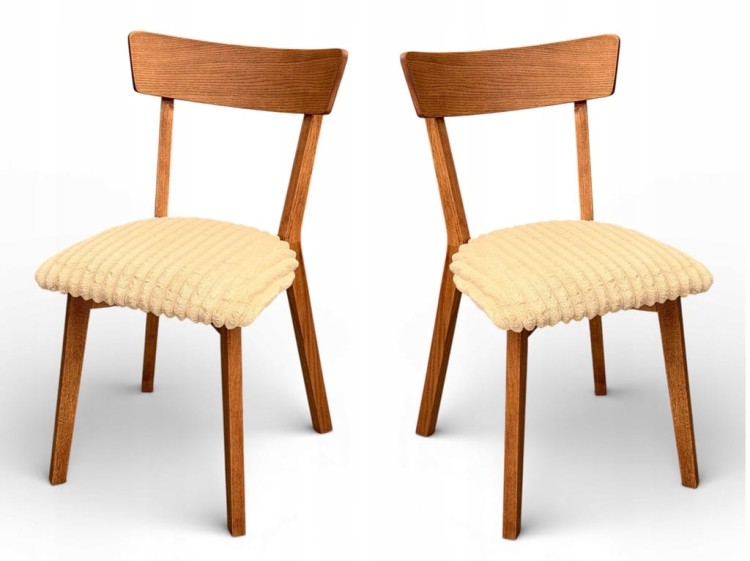 4 x Krzesło dębowe beżowe dąb drewno krzesło AGATA walnut orzech