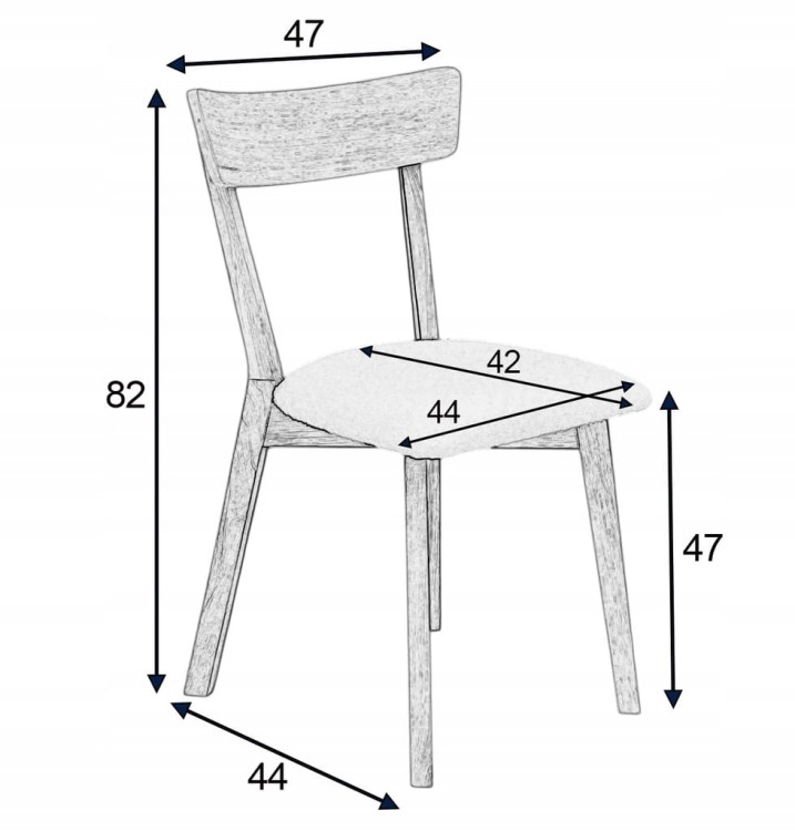 4 x Krzesło dębowe beżowe dąb drewno krzesło AGATA walnut orzech