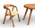 Krzesło dębowe 4 sztuki sztaplowane WALNUT orzech tkanina beżowa Mega T