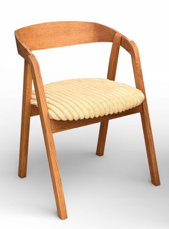 Krzesło dębowe 6 sztuk sztaplowane WALNUT orzech tkanina beżowa Mega T