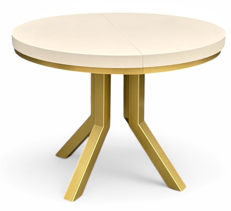 Stół okrągły Ø100/200 rozkładany ZŁOTE nogi + kaszmir