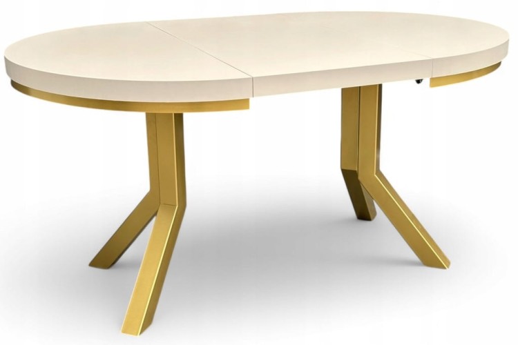 Stół okrągły Ø100/200 rozkładany ZŁOTE nogi + kaszmir