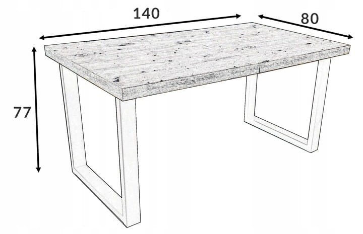 Stół prostokątny 80x140cm nierozkładany KASZMIR + nogi metalowe złote